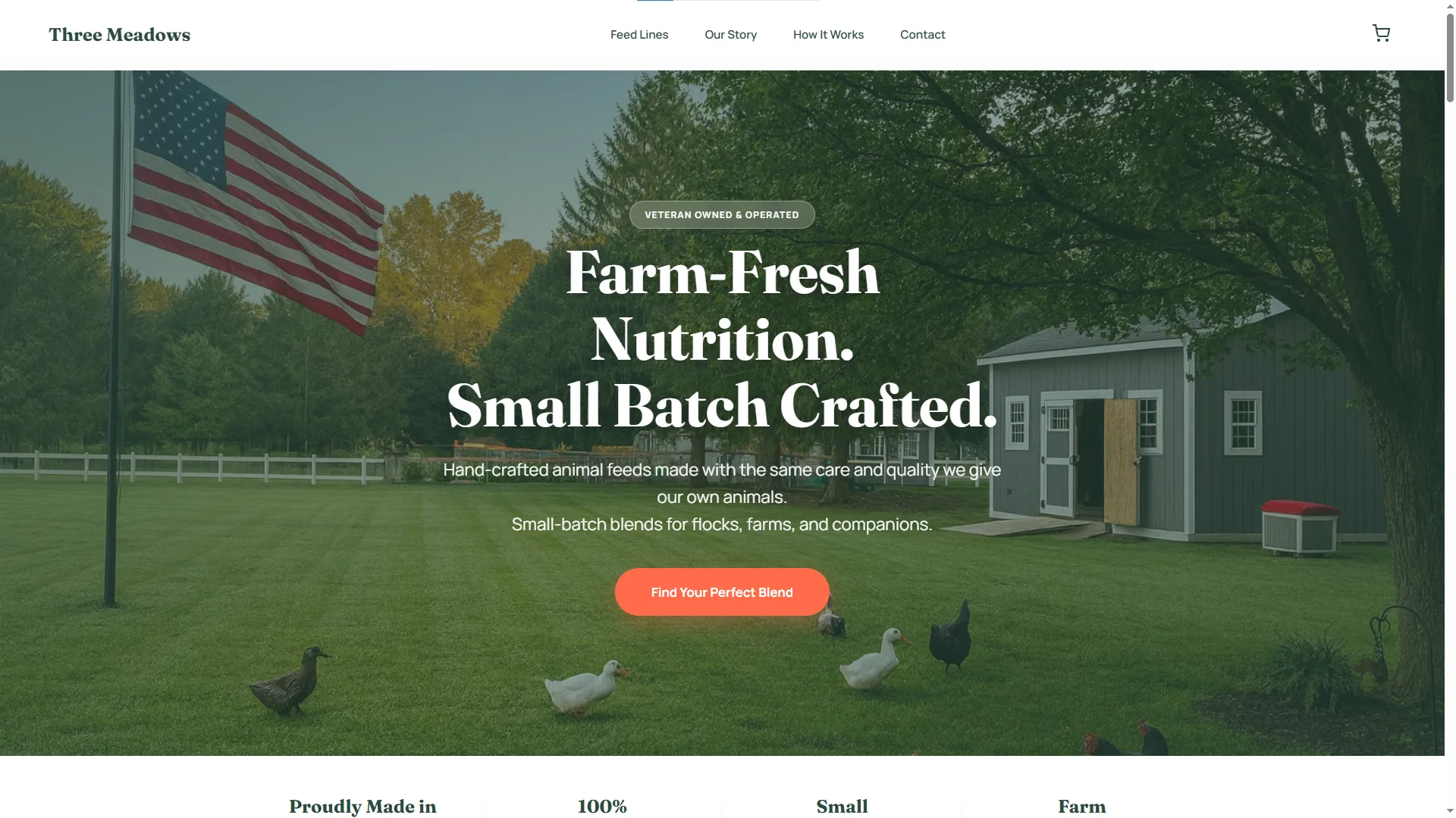 Three Meadows Pet Food website